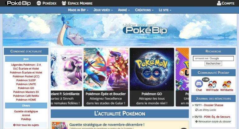 Site internet Pokébip : le paradis des fans de Pokémon